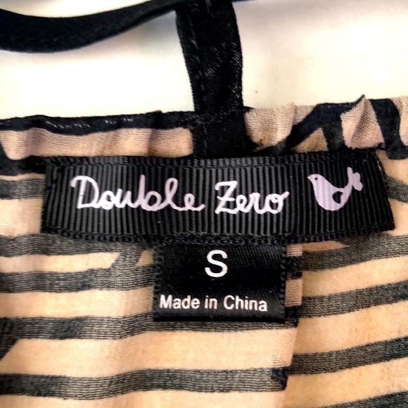 Double Zero Womens Dress Tan/Black Stripes Flowy Crisscross Straps Size S - Picture 12 of 15